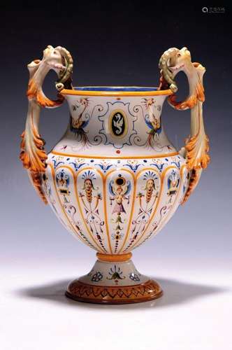 Double-handled vase, Ginori, amphora-shaped, handle with