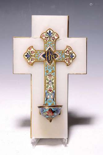 Holy water vessel, France, around 1890, enamelled