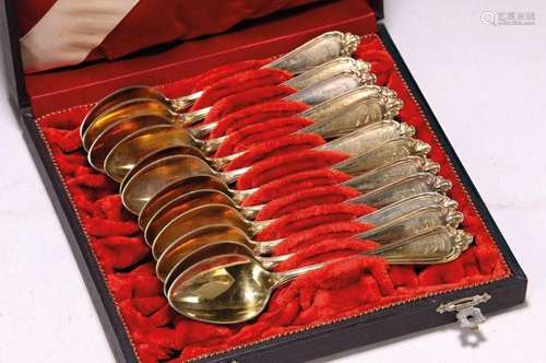 12 coffee spoons, German, around 1900, 800 silver