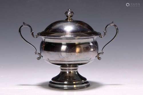 Sugar bowl, Italy, 1960s, 800 silver, double handle