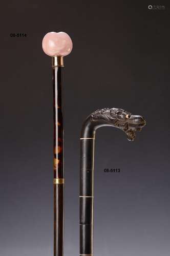 Walking stick, China, around 1900, horn with metal rings