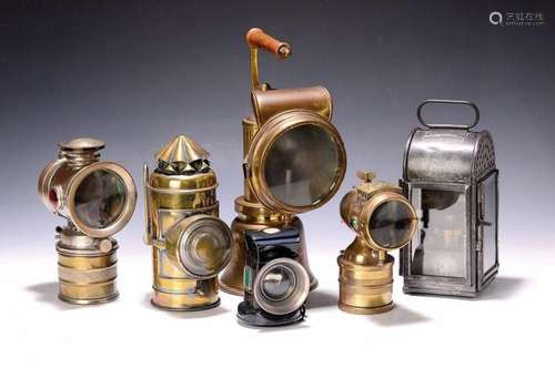 6 carbide lamps/ mine lamps/ signal lamps, 19th/20th