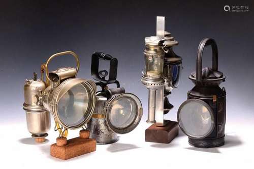 Four carbide lamps/miner s lamps, 19th/20th Century, 1x