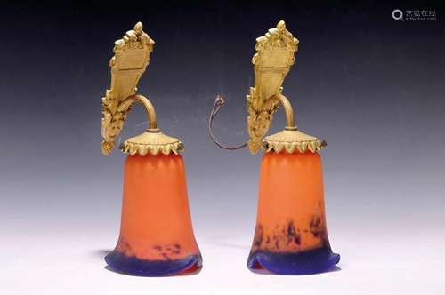 Two pairs of wall lamps, France, 1920s, Noverdy