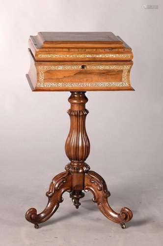 Sewing table, around 1860, rosewood case veneered