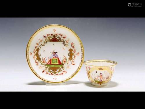 Coupling with saucer, Meissen, around 1720-24,porcelain