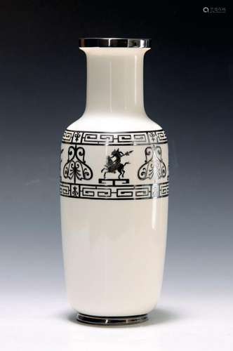 Vase with silver overlay, Bellek, Northern Ireland