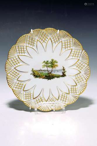 View plate, Meissen, around 1820, porcelain, fan-shaped