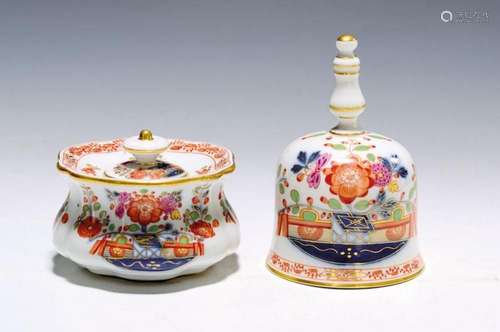 Inkwell and table bell, Meissen, around 1890/1900