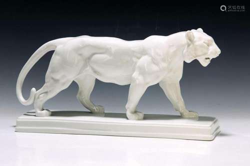 Porcelain figure: striding lioness, KPM Berlin