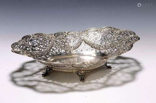 Silver bowl in the Baroque style, around 1900,standing on