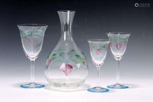 22 glasses and a carafe, Orrefors Sweden, 20thcentury