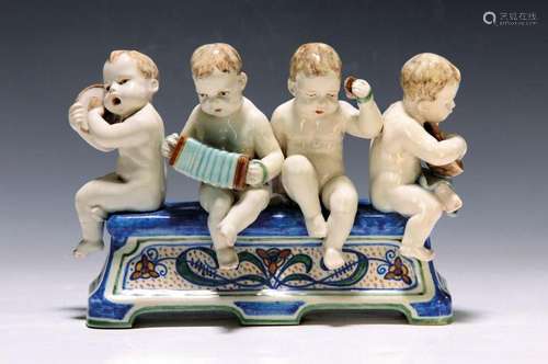 Group of figures, Karlsruhe majolica, around 1904, draft