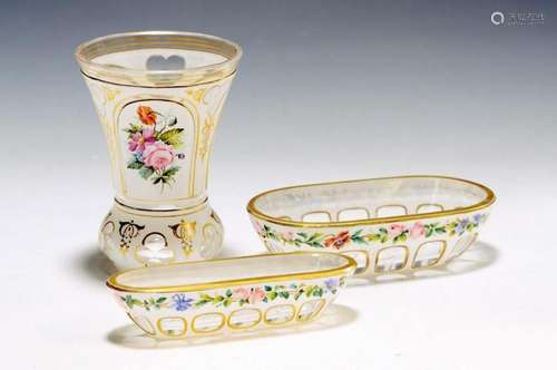 Three parts of cased glass, Bohemia, 19th century