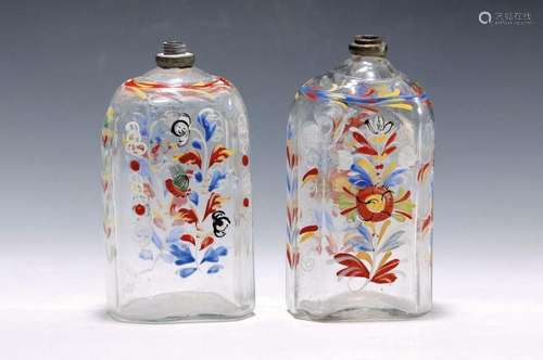 Two bottles, German, 18th century, colorless ground