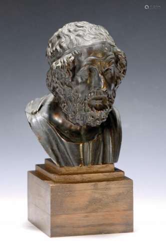 Bust of the ancient poet Homer, around 1900, patinated