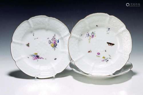 Three ornamental plates, Meissen, around 1740 -45