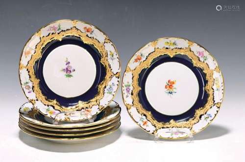 6 dessert plates, B-shape, designed by Ernst August