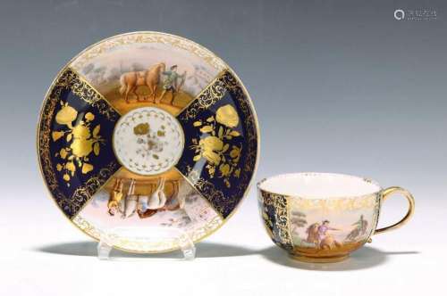 Cup with saucer, Meissen, around 1860, porcelain