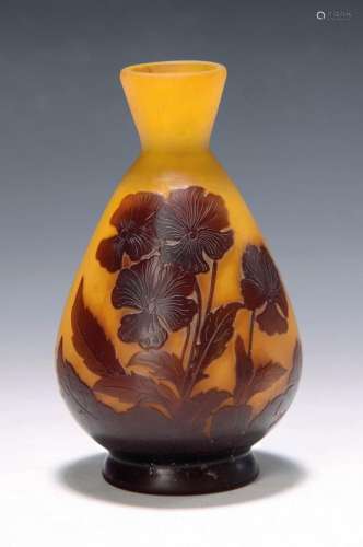 Vase, Gallé, around 1910, colorless glass withan