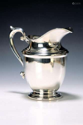 Large silver water jug, USA, 20th century, sterling