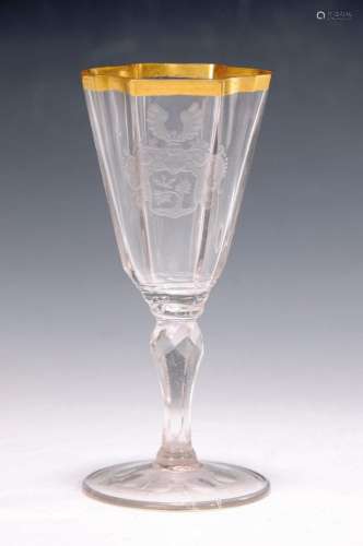 Goblet, Silesia, 18th century, clear glass, base ring