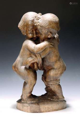 Wooden sculpture, around 1860, solid walnut, fully