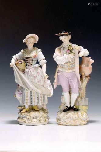 Pair of large porcelain figures, Meissen, around
