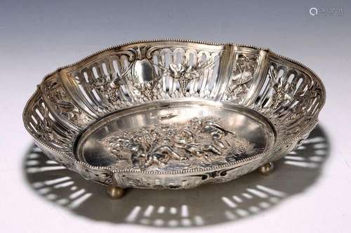 Silver bowl, around 1900/20, 800 silver, with allegorical