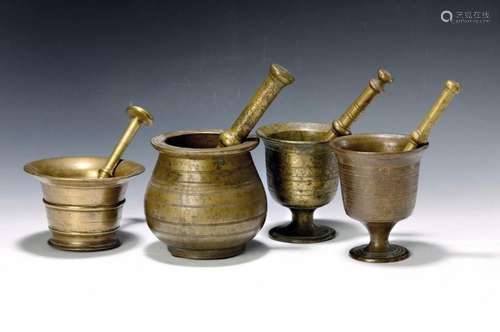 4 mortars with pestles, 18th and 19th