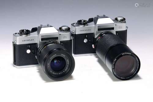 Two Leicaflex SL cameras, 1973, no. 1371119 and 1365895