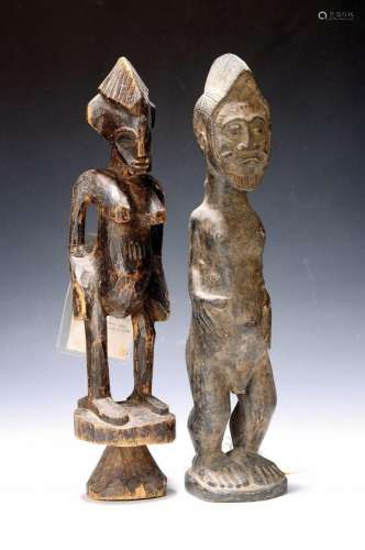 Two ancestor figures, Senufo, 1960s, carved wood, H