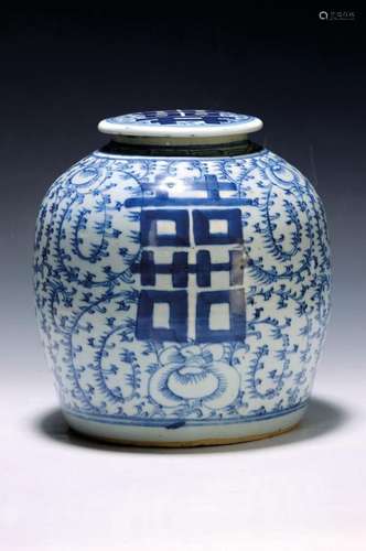 Ginger pot, China, around 1840/80, porcelain, blue