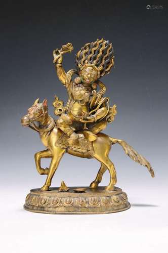 Sculpture, Tibet,  Pelden Lhamo , brass, Tibetan