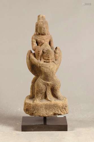 Vishnu on Geruda, Java, 18th century, carved stone