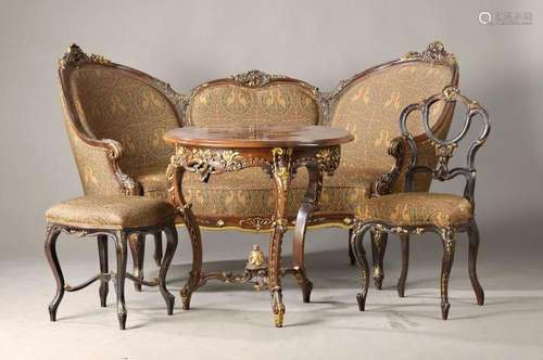 Salon/seating suite, England, around 1880/90, solid