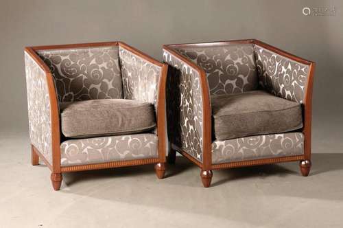 Pair of armchairs, France, around 1930, solid mahogany