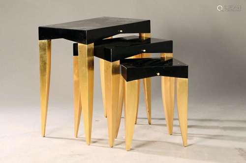 Set of 3 matching side tables, Art Deco, France, 20th