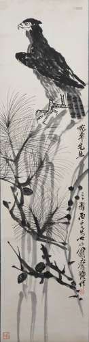 齊白石(1864-1957) 松鷹圖 水墨紙本 立軸