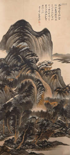 張大千(1898-1983) 1948年作 絕壁臨千仞 設色紙本 立軸