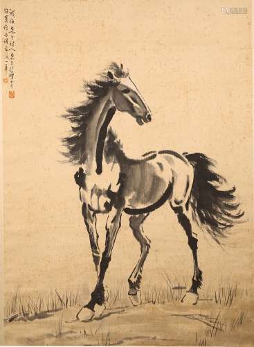 徐悲鴻(1895-1953) 1942年作 立馬 水墨紙本 中堂 立軸