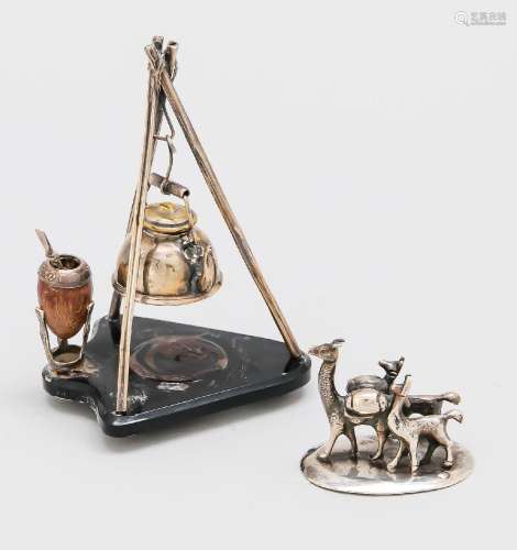 Two miniatures, 20th century, silve