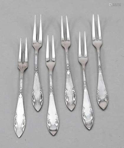 Six serving forks, Denmark 1919-25,