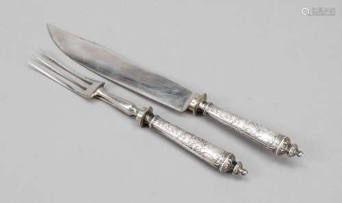 Two-piece carving set, c. 1900, sil