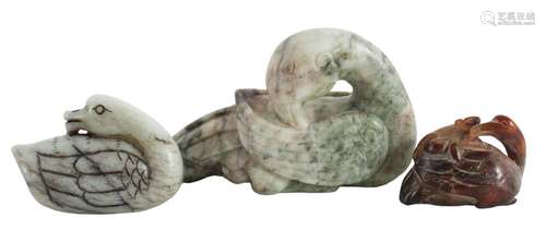 Three Chinese Jade Ducks