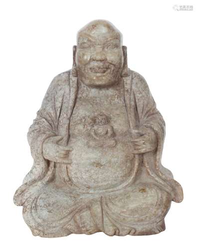 Chinese Carved Stone Figure of Hotei