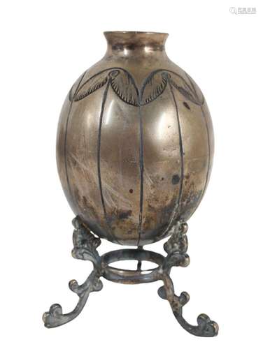 Southeast Asian Silver Vase on Stand