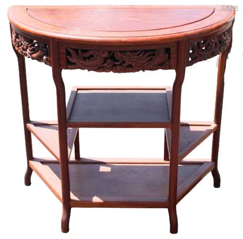 Chinese Hong-Mu Demilune Table