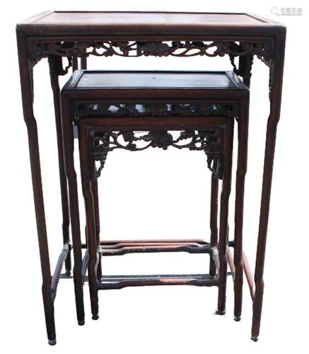 Chinese Nest of Three Hong-Mu Tables