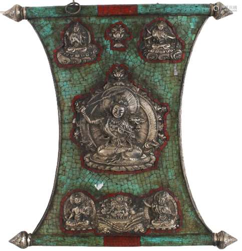 Tibetan Silver Mounted Votive Plaque